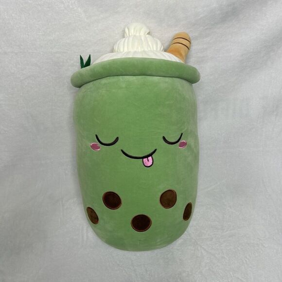 Squish Pillow Boba Tea Large 20 inch Mint Green Plush Toy Cushion Zipper Filling - Picture 1 of 10